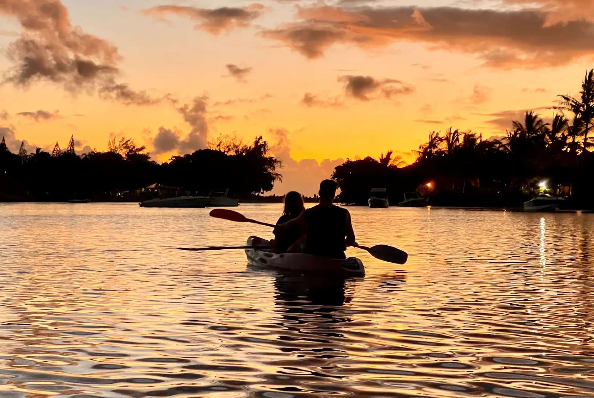 balade kayak coucher de soleil tamarin